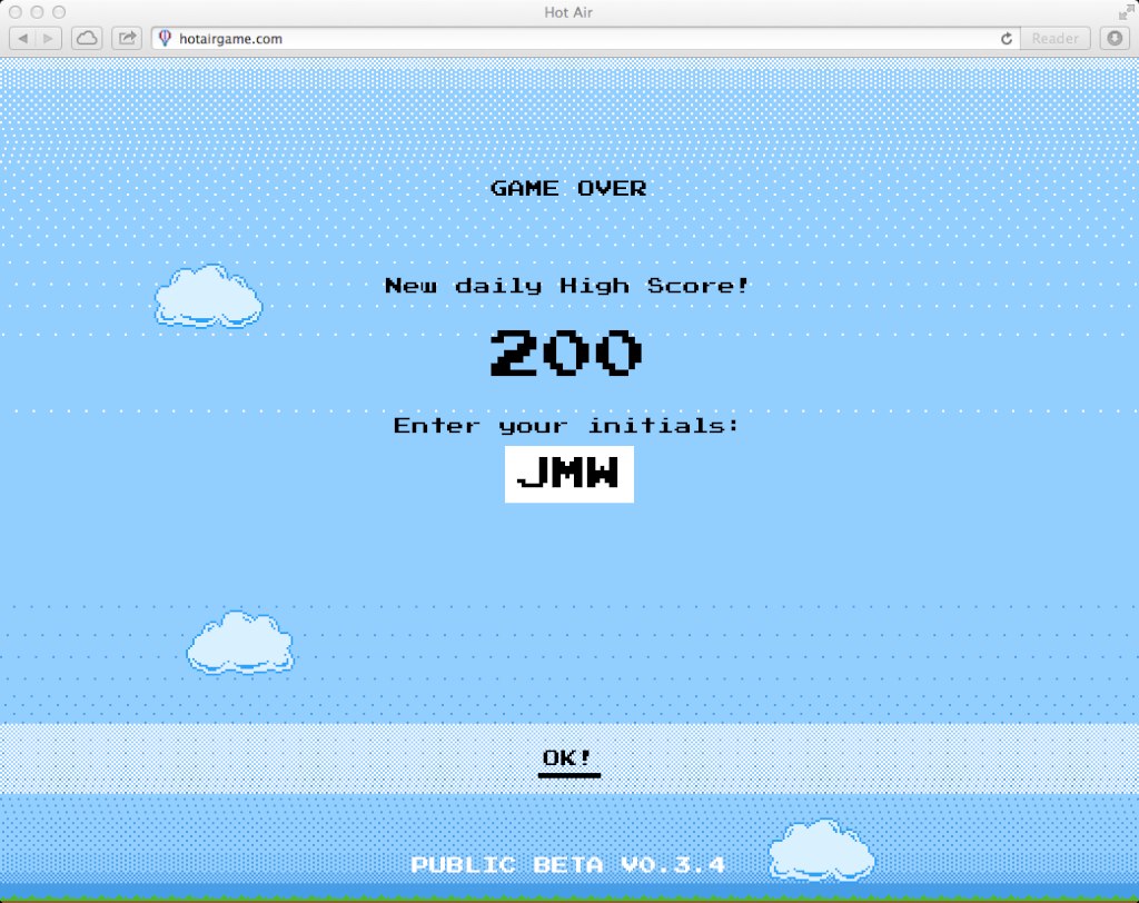 Hot Air - High Score Display
